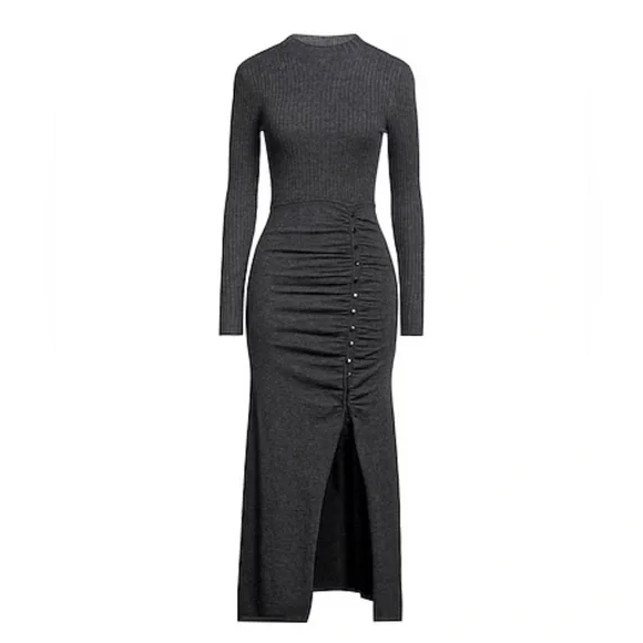 Sandro | Dresses | Sandro Ruched Ribbed Knit Woolblend Mock Neck Midi Long  Sleeve Sweater Dress | Poshmark